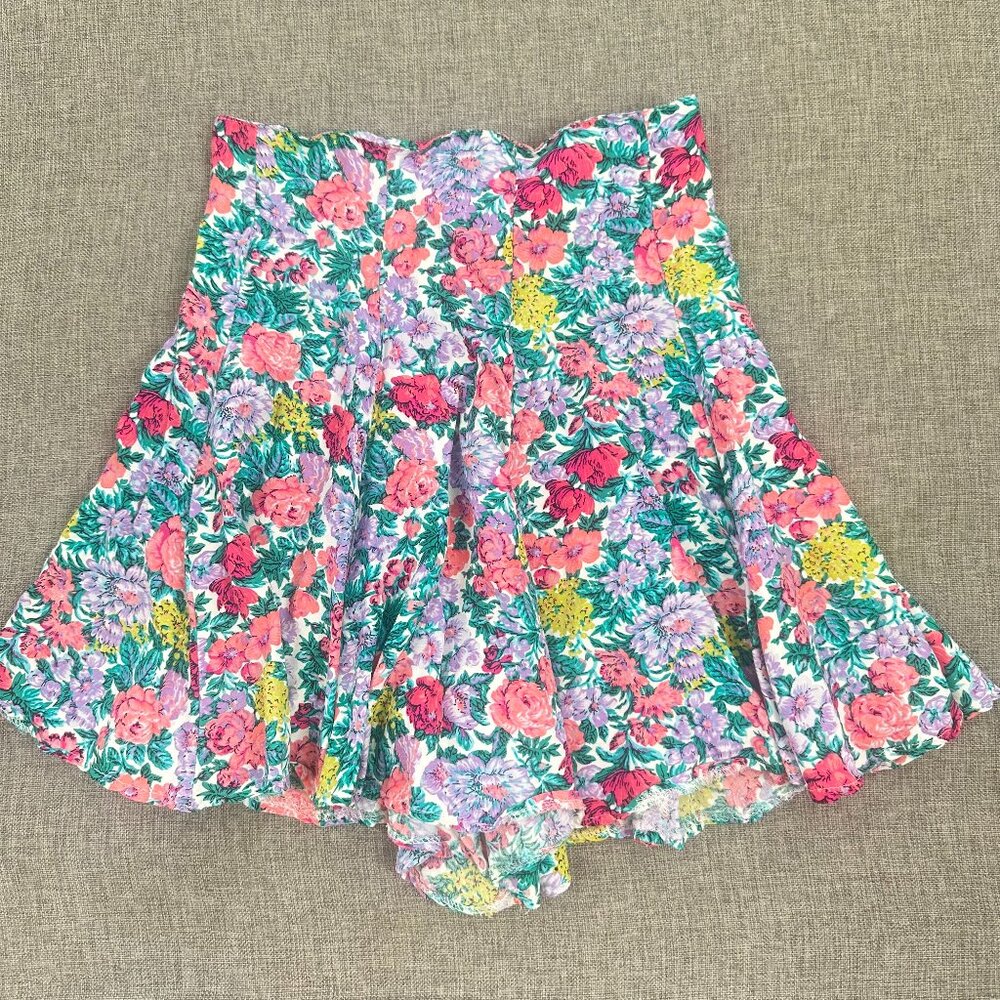 Pre-Owned‎ Vintage Judy Knapp Shorts Skirt Floral High Waist 23-24 Waist Zipper